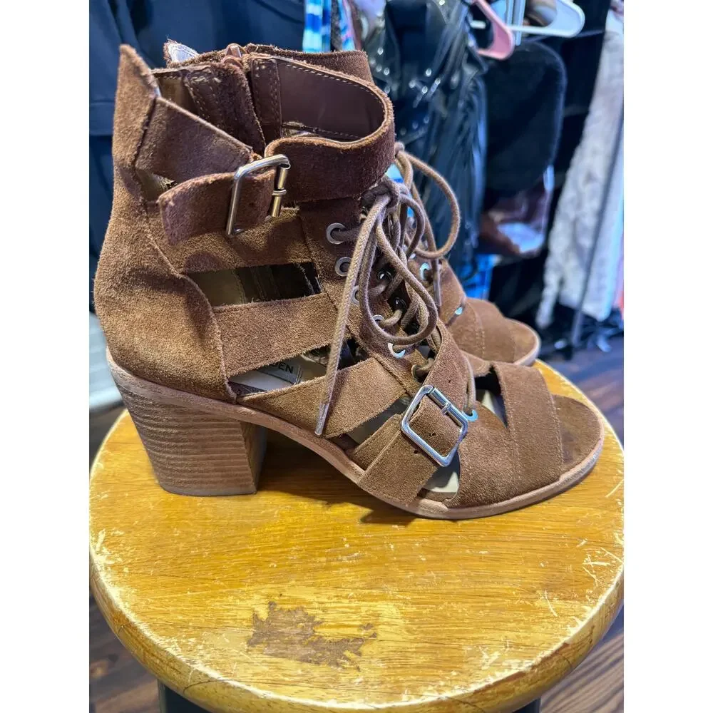 Steve Madden Jackson Heeled Lace Up Sandals Size 8